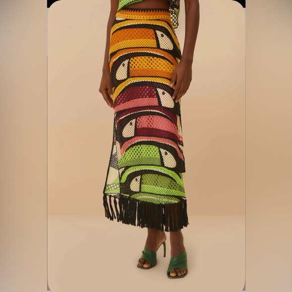 Farm Rio Multicolor Toucan Tree Crochet Skirt - Picture 3 of 9